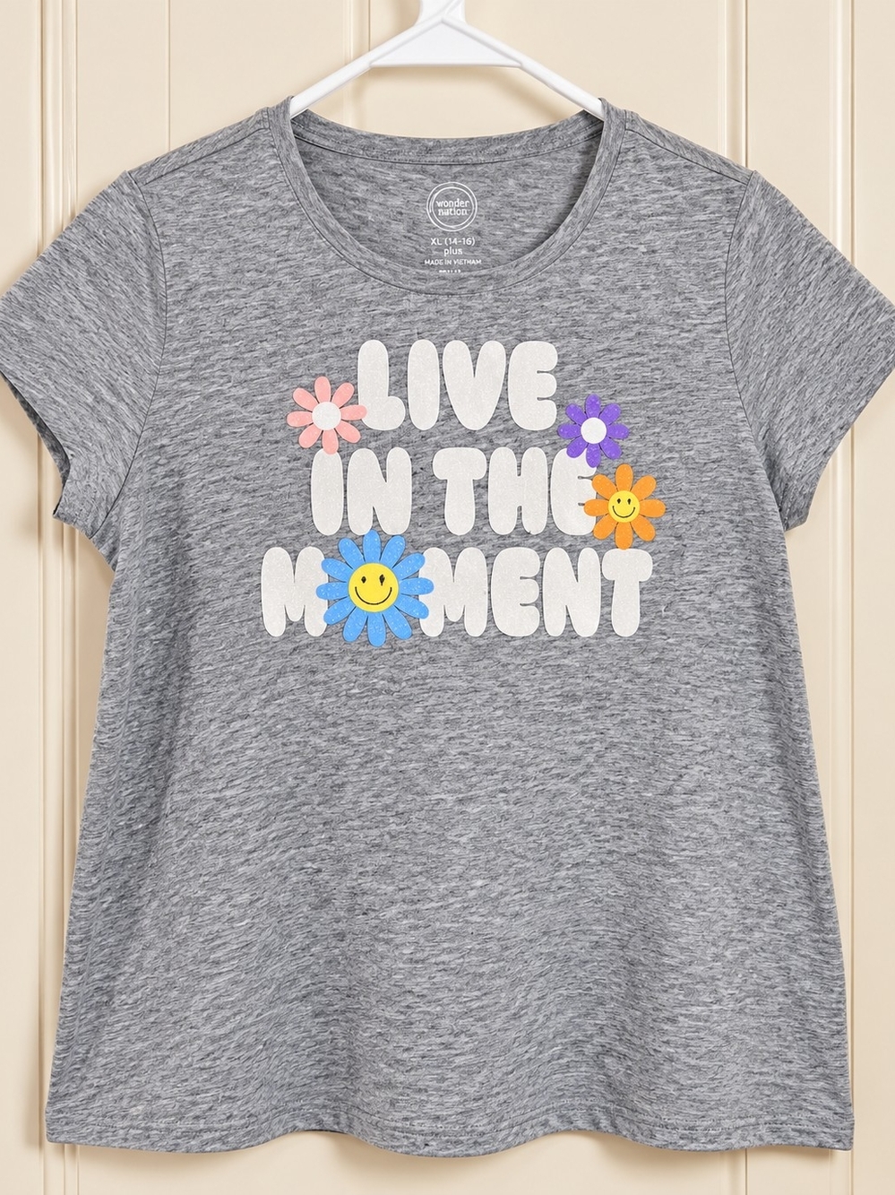 Wonder Nation Live In The Moment Floral Graphic Tee XL 14-16 Plus